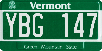 VT license plate YBG147