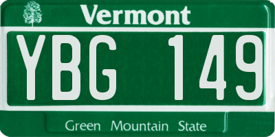 VT license plate YBG149