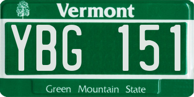 VT license plate YBG151