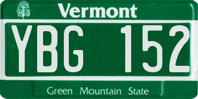 VT license plate YBG152
