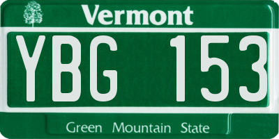 VT license plate YBG153