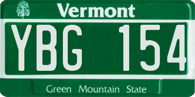 VT license plate YBG154