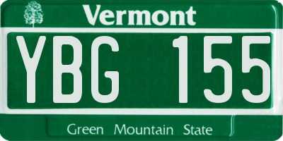 VT license plate YBG155