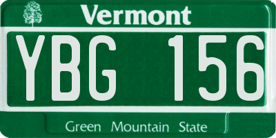 VT license plate YBG156