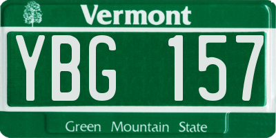 VT license plate YBG157