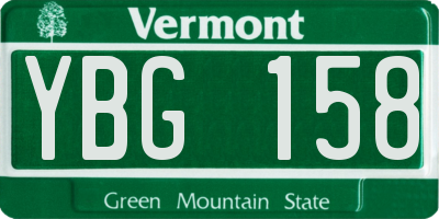 VT license plate YBG158