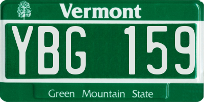 VT license plate YBG159