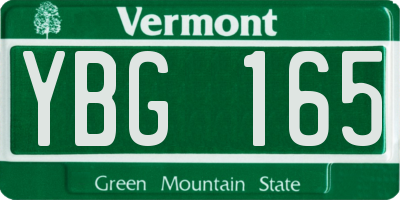VT license plate YBG165
