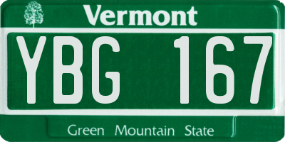 VT license plate YBG167