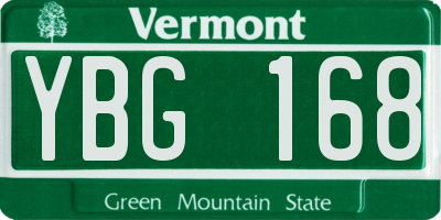 VT license plate YBG168