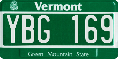 VT license plate YBG169