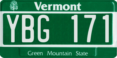 VT license plate YBG171