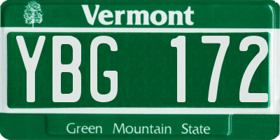 VT license plate YBG172