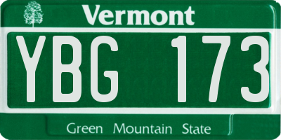 VT license plate YBG173