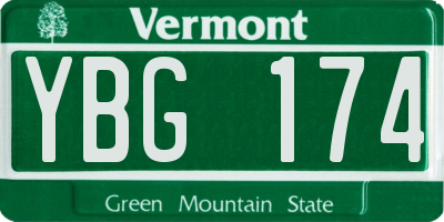 VT license plate YBG174