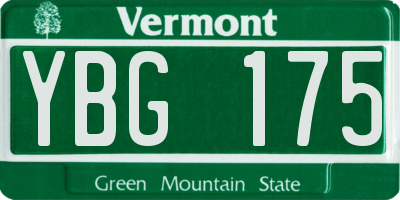 VT license plate YBG175
