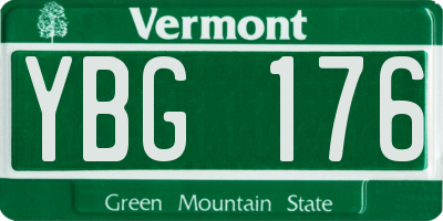 VT license plate YBG176