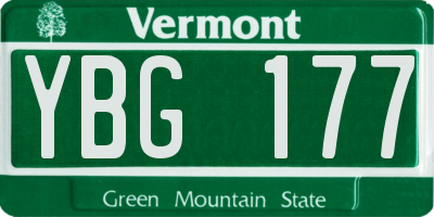 VT license plate YBG177