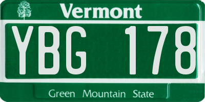 VT license plate YBG178