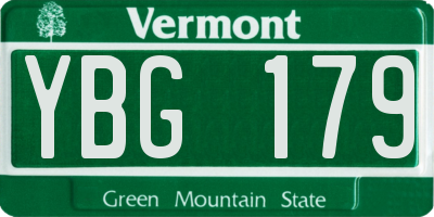 VT license plate YBG179