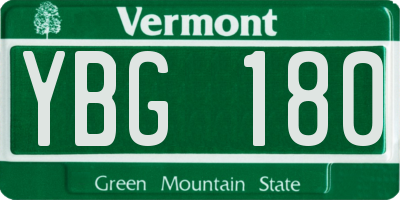 VT license plate YBG180