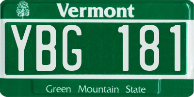 VT license plate YBG181