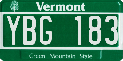 VT license plate YBG183