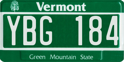 VT license plate YBG184