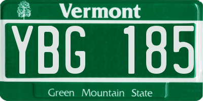 VT license plate YBG185