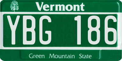 VT license plate YBG186