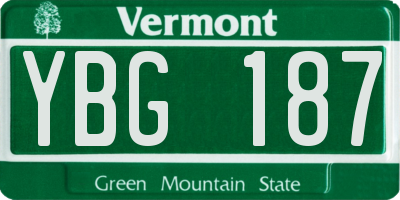 VT license plate YBG187