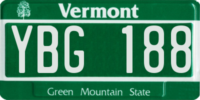 VT license plate YBG188