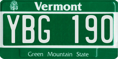 VT license plate YBG190