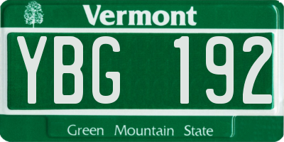 VT license plate YBG192