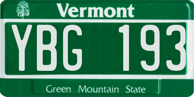 VT license plate YBG193