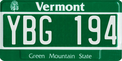 VT license plate YBG194