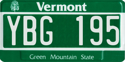 VT license plate YBG195