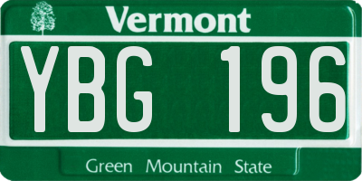 VT license plate YBG196