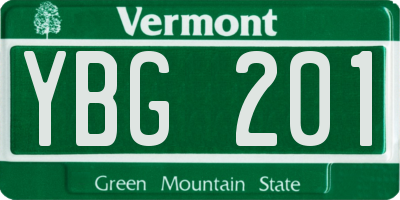 VT license plate YBG201