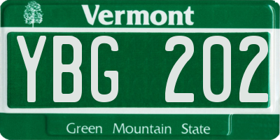 VT license plate YBG202