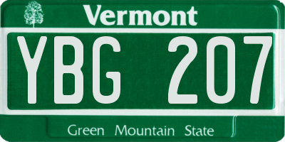 VT license plate YBG207
