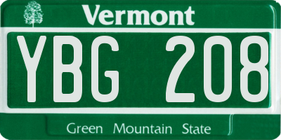 VT license plate YBG208