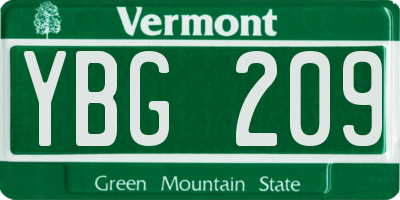 VT license plate YBG209