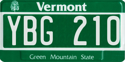 VT license plate YBG210