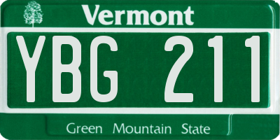 VT license plate YBG211