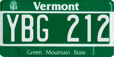 VT license plate YBG212
