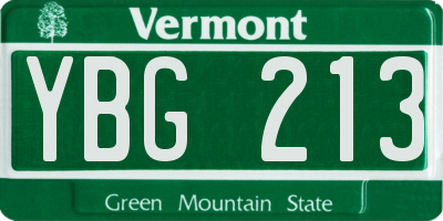 VT license plate YBG213