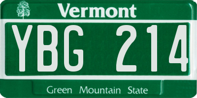 VT license plate YBG214