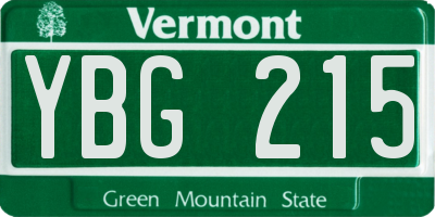 VT license plate YBG215