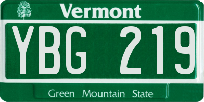 VT license plate YBG219